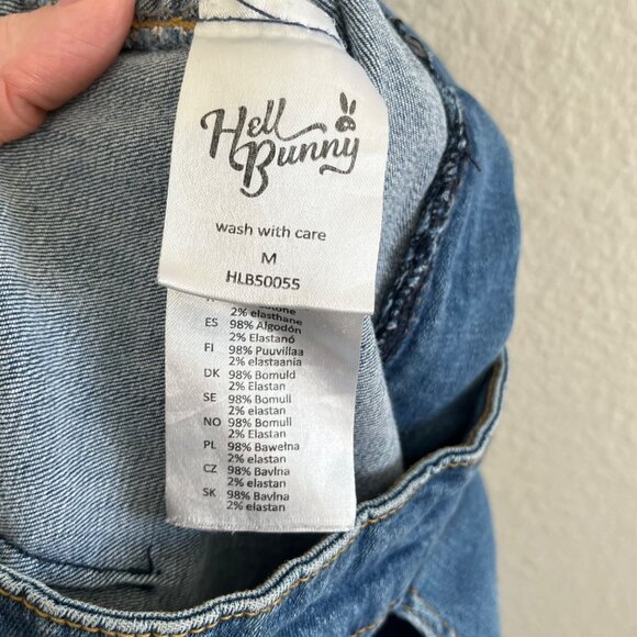 Hell Bunny Womens High Waisted Retro Pinup Denim Shorts Size Medium - Picture 8 of 11